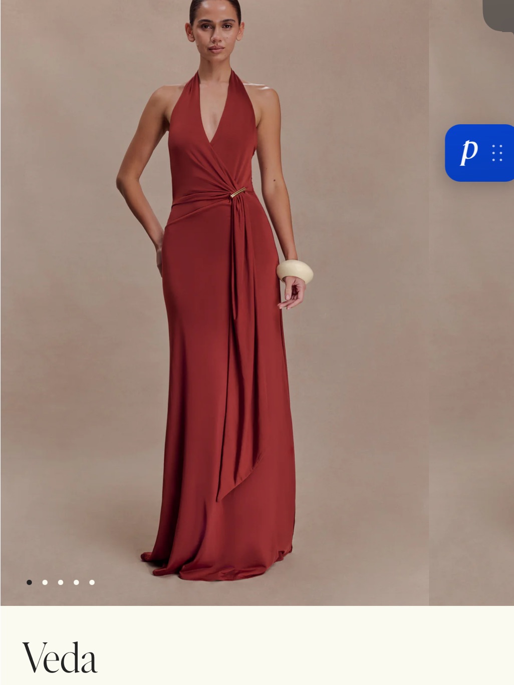 Meshki Halter Maxi Dress In Rust Red